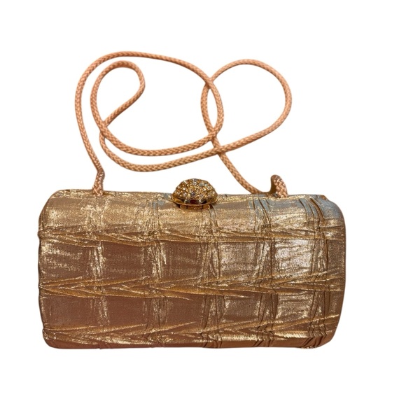 La Regale Handbags - Vintage La Regale 1950’s 60’s Bright Gold Satin Clutch Crossbody Purse
